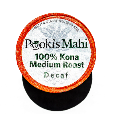Pooki's Mahi® Kona Kafpresso™ 100 Kona DECAF Coffee in 100% recyclable capsules available as coffee subscription, wholesale coffee club or VIP distributor reseller. Hawaii Kona coffee Nespresso, Nespresso coffee pods, coffee for Keurig CA Prop 65.