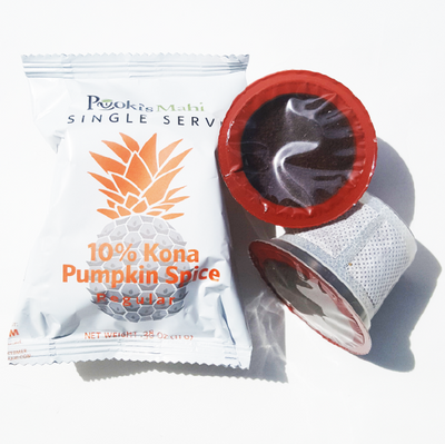 Buy Pooki's Mahi Kona Pumpkin Spice coffee pods online. Free shipping.