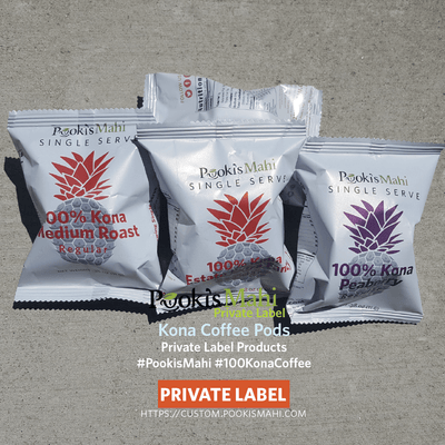 Pooki's Mahi private label coffee - 100 Kona coffee with free shipping.